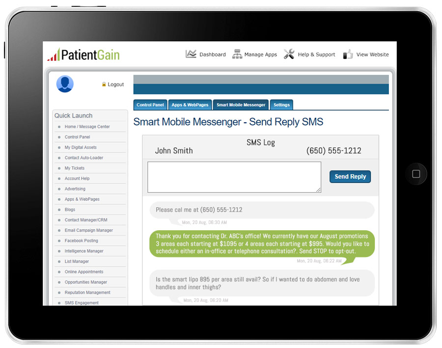 Smart Mobile Messenger App For Healthcare Marketing $99/mon Smart Mobile Messenger App For Healthcare Marketing $99/mon