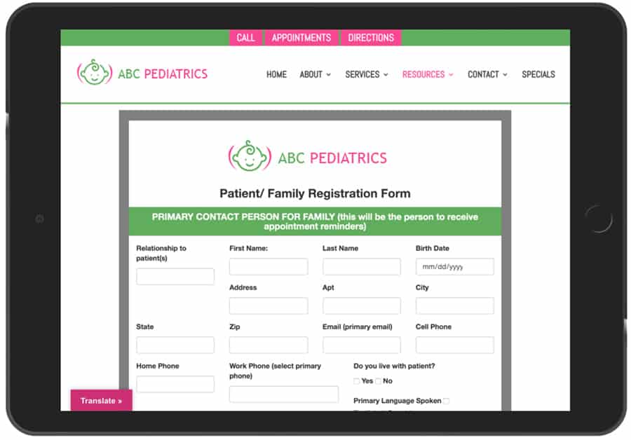 Digital Patient Registration For Pediatrics