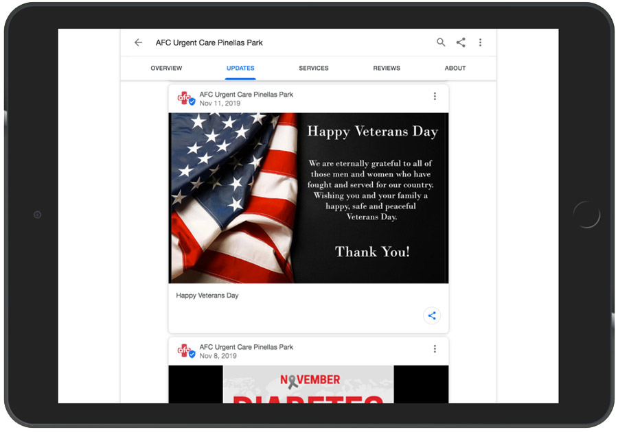 Healthcare Marketing Google Posts VS Facebook Posts Example 2