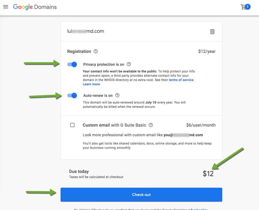 Step 5: Next page, Privacy protection should be turned ON