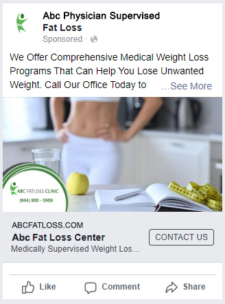 Medical Weight Loss Advertising Example : Instagram ad