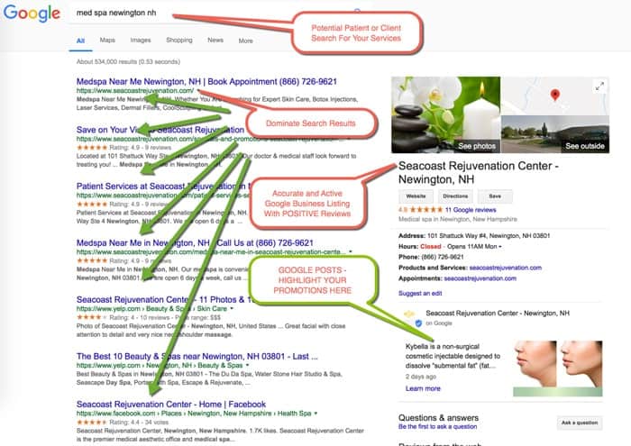 Medical SEO Example 3: Patient Searching for “med spa newington nh” Medical SEO Example 3: Patient Searching for “med spa newington nh”
