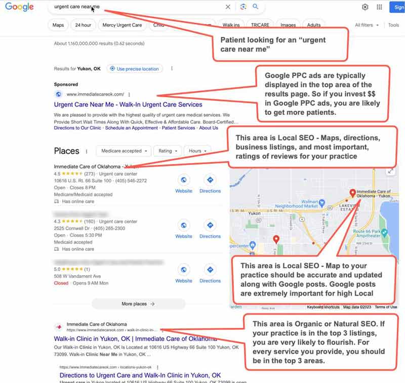 Medical SEO Example 2 :  Patient Searching for “urgent care near me”
