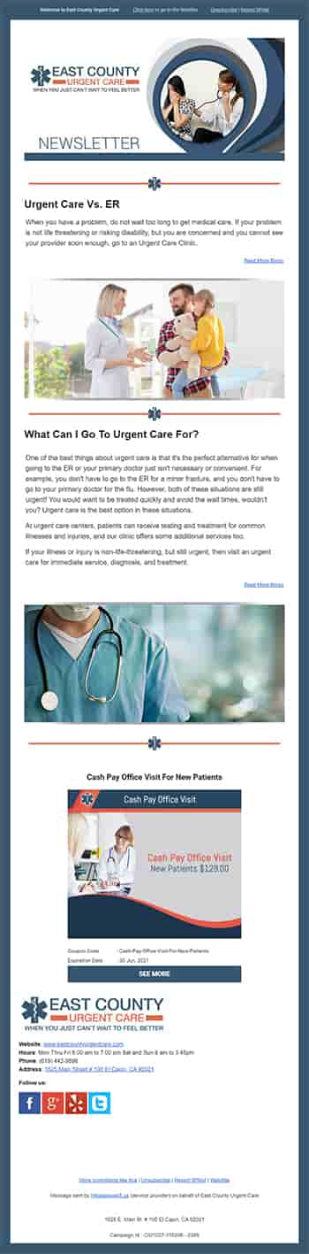 Example of Monthly Newsletter for Urgent Care Centers Example of Monthly Newsletter for Urgent Care Centers