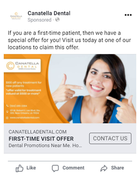 Example 5 Facebook Marketing & Advertising For Dental and Medical Practices