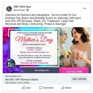 Example of a Facebook Ad Example of a Facebook Ad