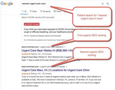 Example 3 of Medical SEO for Urgent Care Centers Example 3 of Medical SEO for Urgent Care Centers