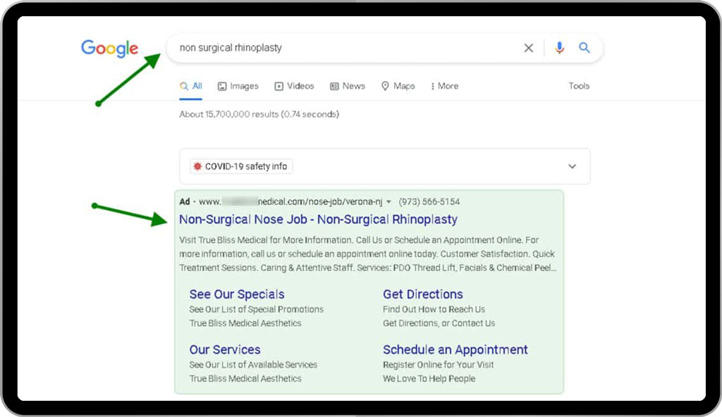 Example 3: Google PPC ad for a medical spa