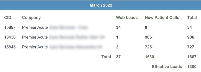 12 months later, In the report below, effective leads 1300. The ads budget is still the same $4000/mon for both locations. However due to higher conversion rates, and improved SEO, 53% of leads are from SEO. 