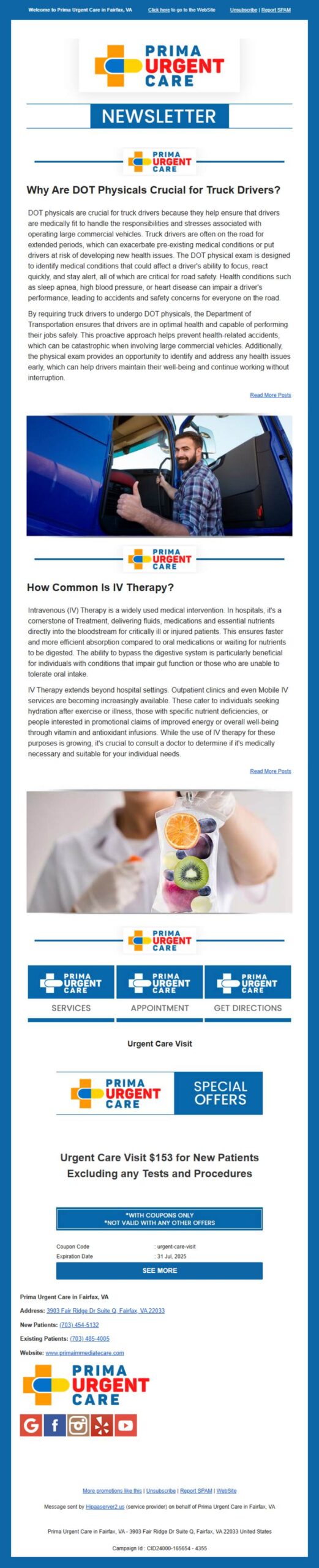 Example 5: Patientgain.com’s urgent care marketing plan includes creating monthly newsletters for your practice, and it includes content and offers.