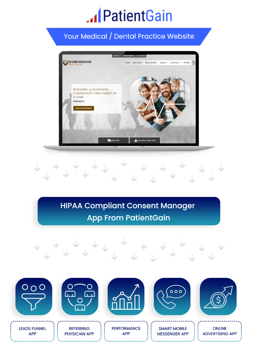 HIPAA Consent Management App for Medical & Dental Websites Common question PatientGain gets asked everyday: When a patient contacts my practice from website, do I need to get explicit consent and opt-in for privacy policy of my practice? Answer is YES. Every patient who sending you any PHI, must be made aware of your PHI related policies. HIPAA Consent Management App for Medical & Dental Websites
Common question PatientGain gets asked everyday: When a patient contacts my practice from website, do I need to get explicit consent and opt-in for privacy policy of my practice?
Answer is YES. Every patient who sending you any PHI, must be made aware of your PHI related policies.