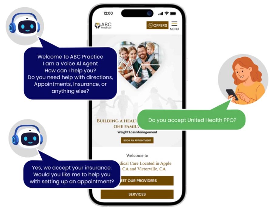 What is the Cost of HIPAA Compliant Healthcare Voice AI Agent App? $100/mon

Common question from dental and medical practice  owners and practice managers: What is the Cost of Healthcare Voice AI Agent App?  Answer $100/mon

There are many different type of Voice based AI apps.  For the purpose of capturing new patient leads from your medical or dental website, you will need to an "app" added to your website.  This website app acts like a chatBot.  Instead of type questions to a chatBot, the patient "speaks" to a chatbot.  Chatbot translates "voice" to text and matches or constructs an answer based on machine learning. It then converts the answers to a human like voice.