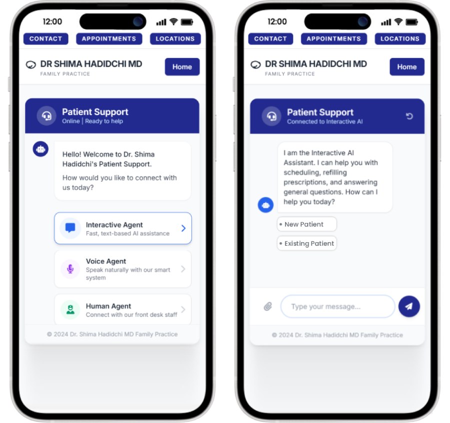 Example 1. AI Interactive Agent - As patients visit your website (mobile or desktop) The Patient Support Interactive agent is designed to interact with patients and help them get "booked" with your practice.