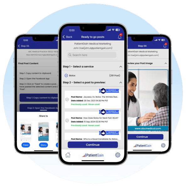 This Social Auto Pilot app is designed to make it easier for medical and dental practices to post on Facebook, Instagram and Google Business Profile (GBP). PatientGain's Social AutoPilot is an AI-powered app for healthcare practices (doctors, dentists) that automates and manages their social media presence, creating and scheduling content for platforms like Facebook, Instagram, and Google Posts to save staff time, boost patient engagement, and maintain an active online image, all within a HIPAA-compliant system. It uses AI to generate posts relevant to the practice's services, which are then reviewed and approved by a human project manager before publishing. 