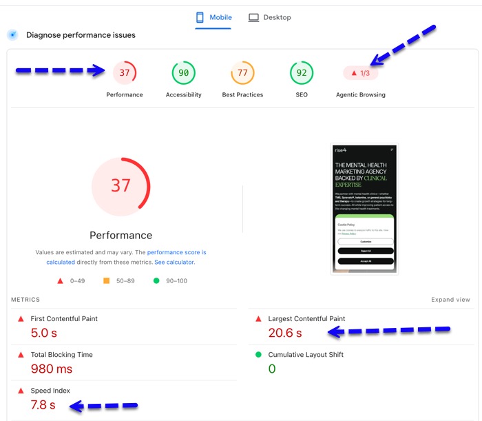 Example 3 of a slow, inefficient website of a marketing company that provided traditional agency marketing services for TMS, Ketamine and Spravato Clinics. Example 3 of a slow, inefficient website of a marketing company that provided traditional agency marketing services for TMS, Ketamine and Spravato Clinics.